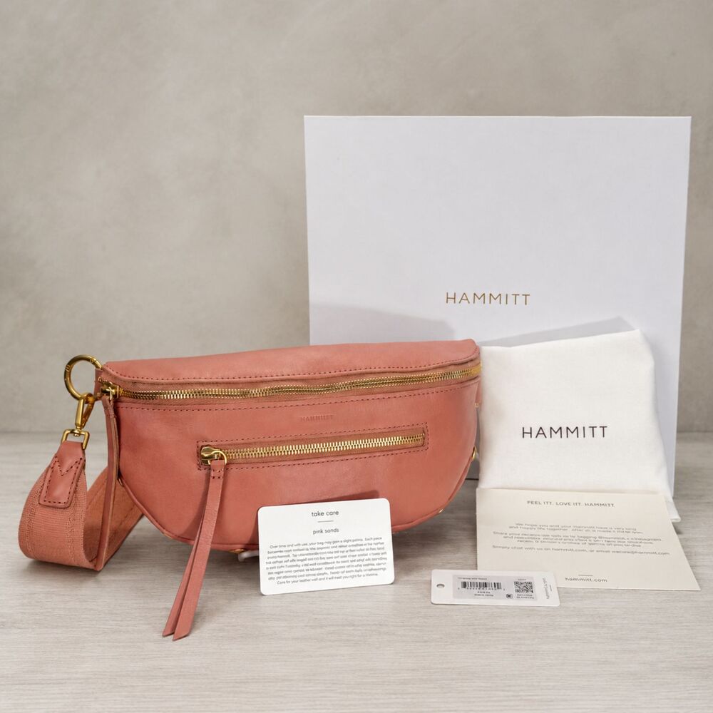 Hammitt Charles Pink Sands Leather Crossbody Belt Bag EUC Complete with Box